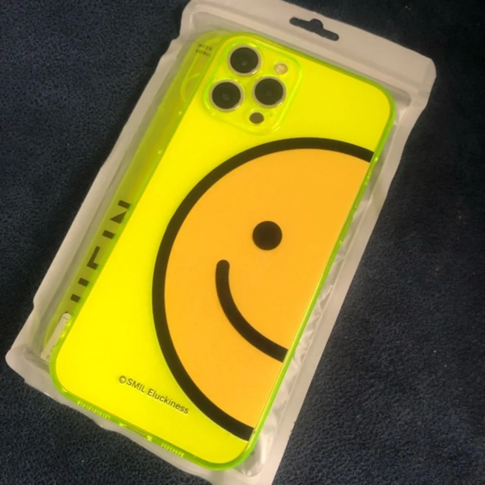 Neon Lime Clear Happy Face IPhone 12 Pro Case